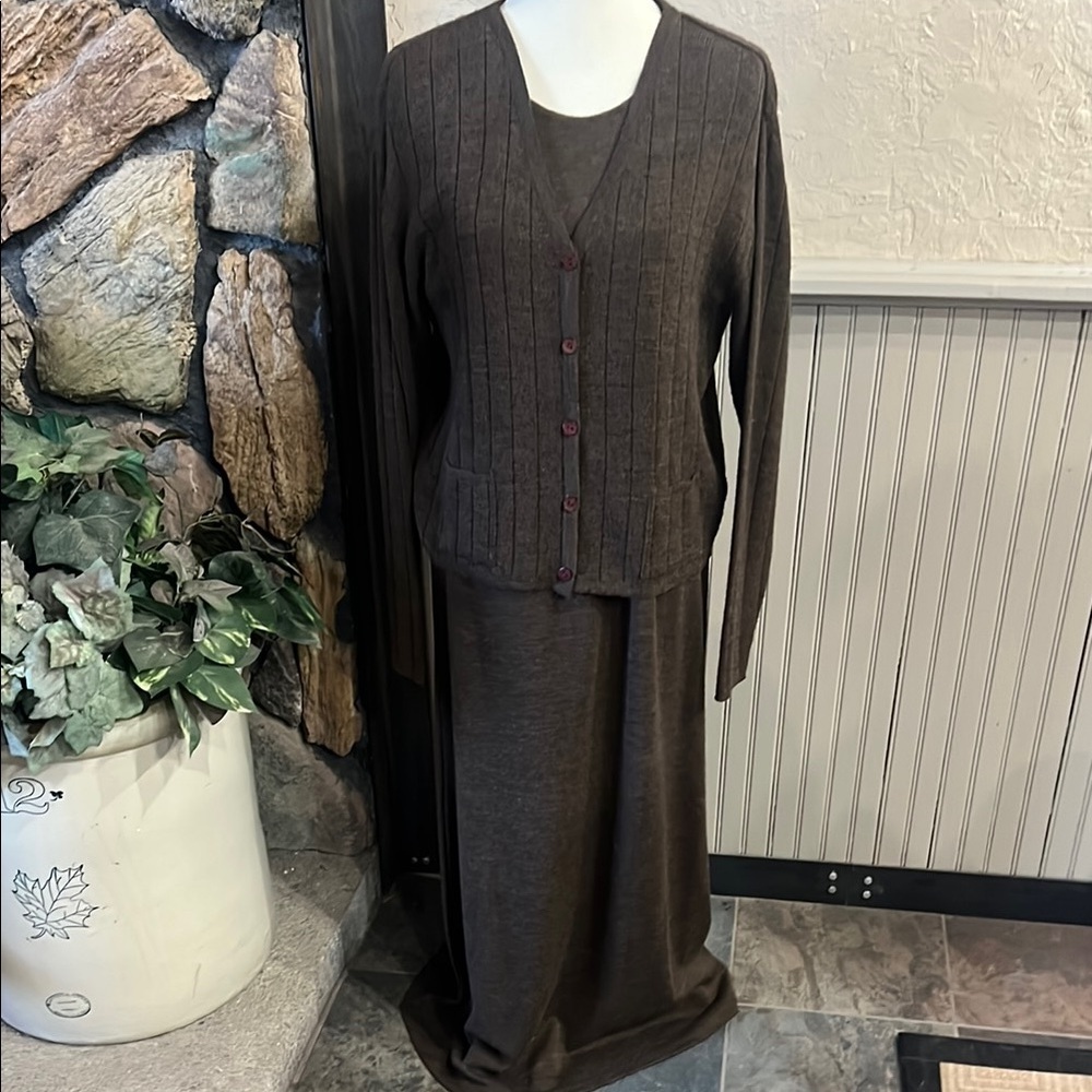 Finity Brown Maxi 2-Piece Dress for Work